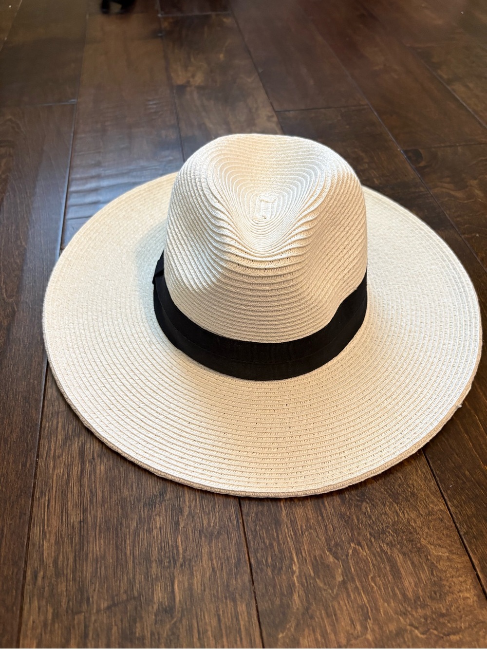 Carly Jean Los Angeles Cream Straw Sun Hat with Black Band
